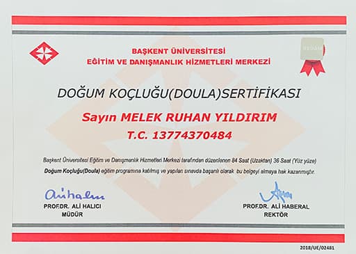 Ebe, Uyku Eğitmeni Melek YILDIRIM Doğum Koçluğu Sertifikası