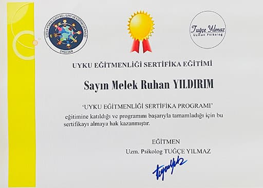 Ebe, Uyku Eğitmeni Melek YILDIRIM Uyku Eğitimi Sertifikası